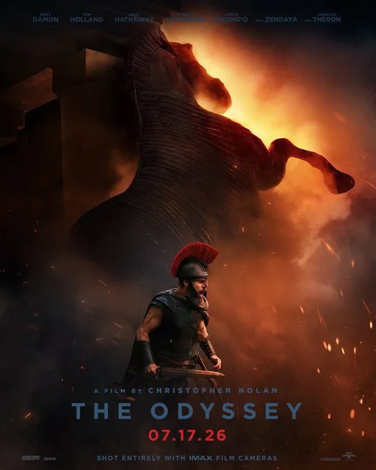 Christopher Nolan Odyssey theatrical still shared on the film signal