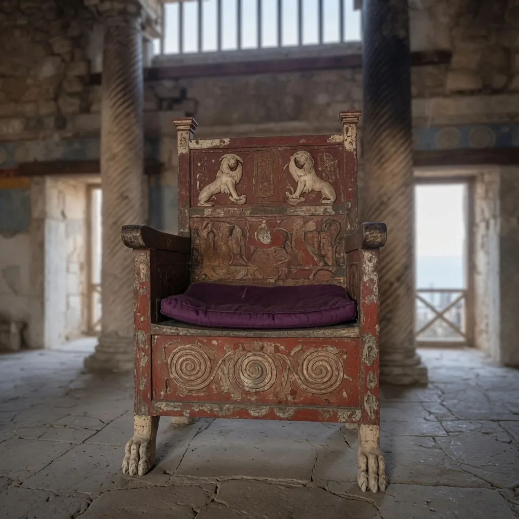 The empty high seat of Odysseus — Book I hall still from the Constellation film signal